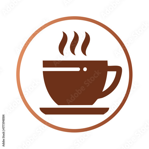 Steaming hot beverage cup icon simple flat design for cafe or restaurant menu