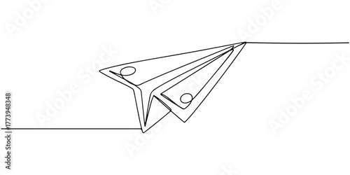 Continuous one line of banknotes folded into a paper plane, representing the movement and transactions of money, style hand drawing vector illustration.