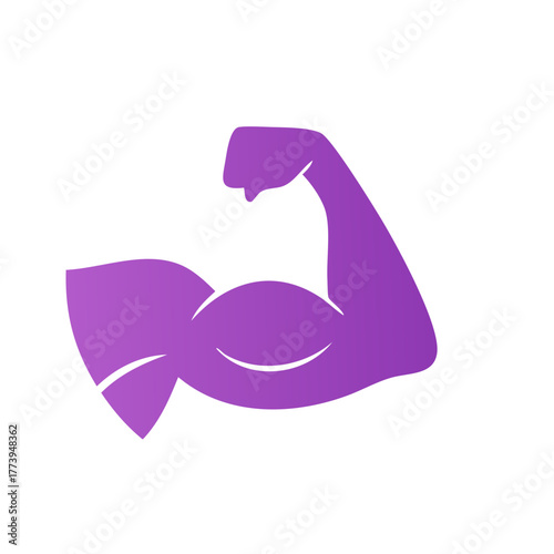 Strong muscular arm flexing bicep icon illustrating power and fitness concept