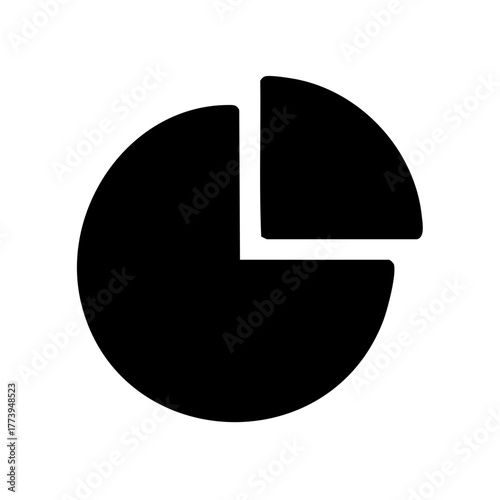 Black pie chart graphic divided into two unequal segments on a white background