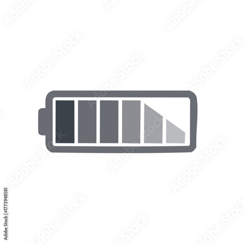 Battery level icon illustration, showing decreasing charge, concept for device status