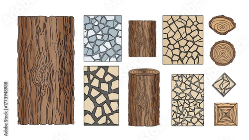 Various Wood and Stone Textures A Collection of Rustic Design Elements