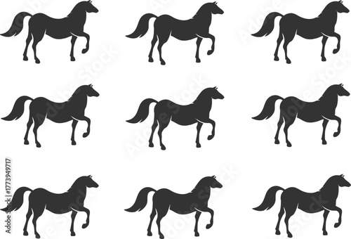horse silhouettes set
