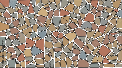 Abstract irregular stone mosaic pattern background in warm earthy tones