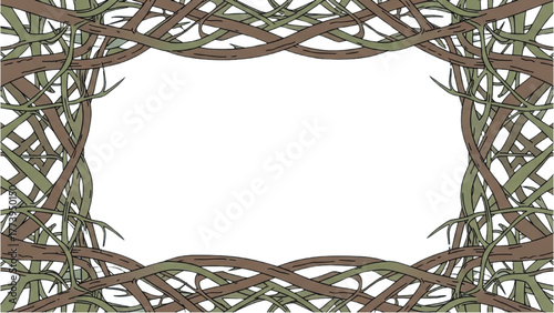 Intricate Vine Border Frame Design with Natural Twisting Branches