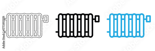 Radiator icon vector collection. EPS 10,Radiator heat vector icons set for cozy home designs,editable stroke