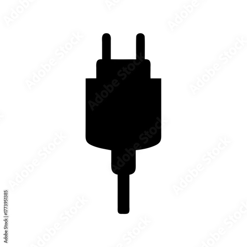 Silhouette illustration of a power plug electrical connector for wall outlets