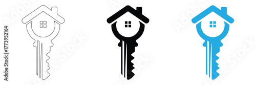 Professional Key and House Keychain silhouette vector design.	,House with key icon. Rent symbol. ,Unlock your dream home with this key and house logo,House key icon,editable stroke