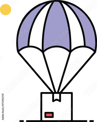 Air cargo delivery concept icon a package descending via parachute symbolizing fast shipping and global logistics transportation