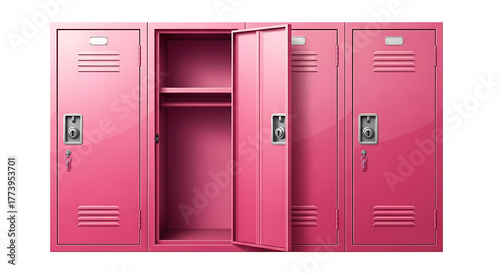 Pink School Locker Illustration – Modern Open and Closed Locker Design