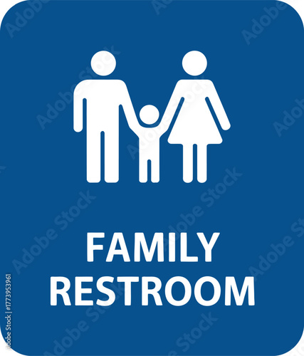 Family Restroom Sign with Child and Parents