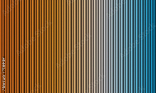 Abstract background of vertical lines in a gradient of warm orange to cool blue colors