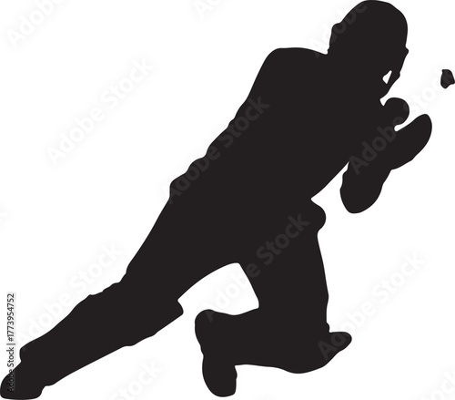 Silhouette of football player catching the ball in action pose