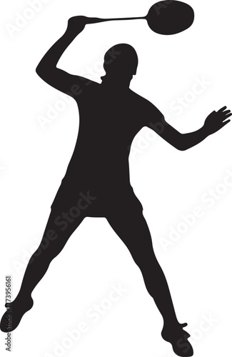 Dynamic badminton player silhouette in action showing athleticism and sportsmanship