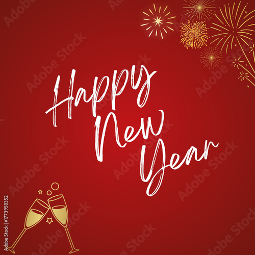 Red and White Happy New Year Instagram Post