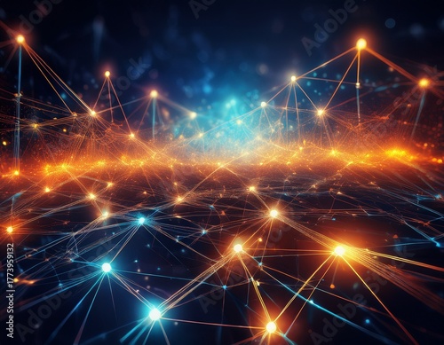 a network of glowing nodes and connecting lines representing the innovative power of interconnected ideas and collaborative solutions abstract glowing abstract background