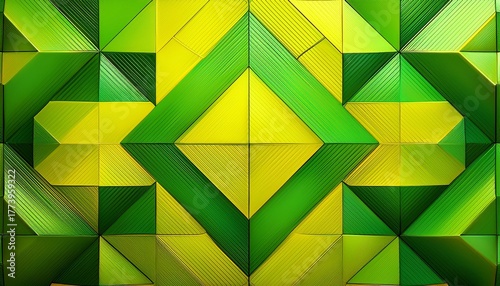 abstract geometric pattern of lime green and yellow squares and diamonds