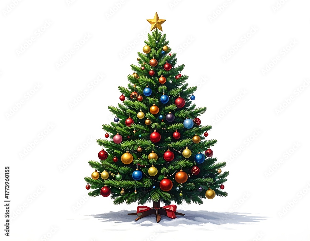 Fototapeta premium Christmas Tree Decorated with Ornaments.