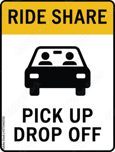 Ride Share Pick Up Drop Off Zone Sign Transportation Service Area