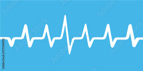 Blue and green heartbeat line on a monitor illustrating a healthy ECG wave for healthcare and medical cardiogram use