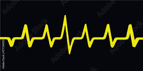 Abstract vector illustration of a blue and green heartbeat sound wave for medical health and technology with an EKG line on a monitor background