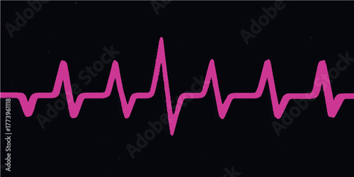 Digital vector illustration of a sound wave background showing a medical heartbeat pulse graph, technology for health monitoring