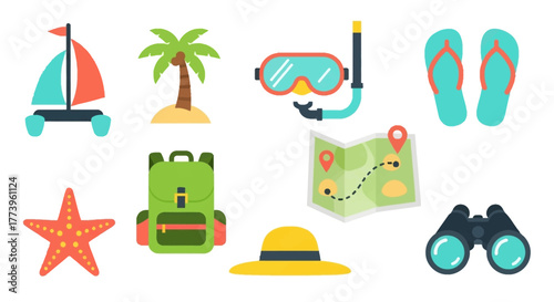 Vacation Essentials - A Collection of Travel and Adventure Icons.