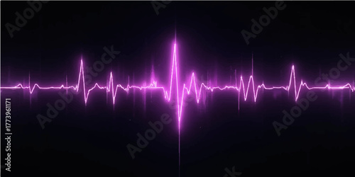 A dynamic red background features a flowing sound wave that visually represents a vital heartbeat or ECG graph for a medical monitor