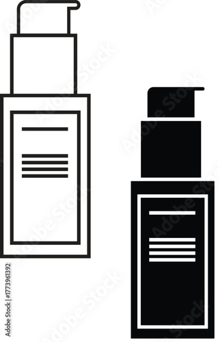 Cosmetic pump bottle icon for lotion or facial cleanser isolated on transparent background.