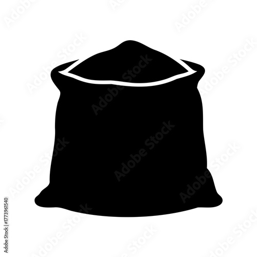 Silhouette of a full sack bag or burlap bag with some contents