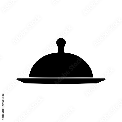 Elegant Black Silhouette of a Covered Food Dish, Symbol of Dining Experience
