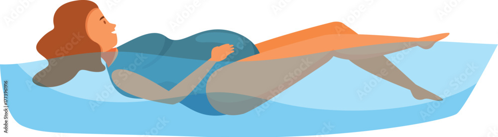 Fototapeta premium Pregnant woman enjoys the benefits of water exercises, promoting relaxation and well being during pregnancy