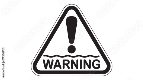 Warning sign of flood risk simple vector icon in a triangle isolated on white background