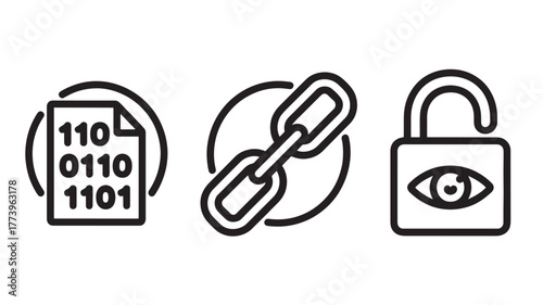 Set of security icons simple line vector design element for web and mobile apps isolated on white background