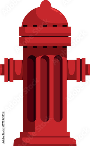 Red fire hydrant standing by, essential for firefighting and urban safety, providing water access for extinguishing fires
