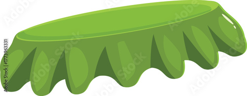 Cartoon style illustration of a large, green, floating platform that looks like a lily pad, suitable for various design projects