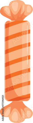 Wrapped orange hard candy with diagonal stripes, a sweet confection perfect for a sugary treat