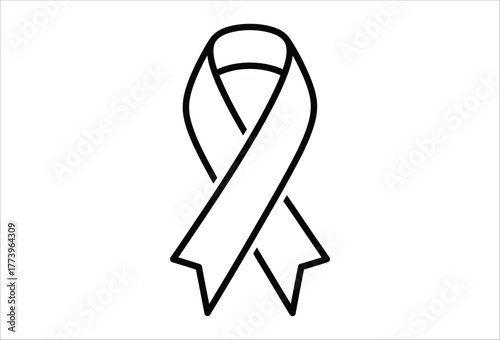 Vector of minimalist black and white awareness ribbon line art illustration