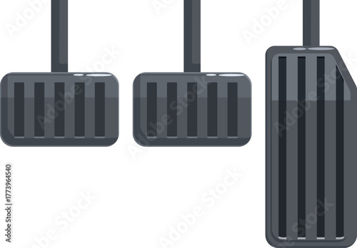 Close up view of car pedals, highlighting acceleration, braking, and clutch control