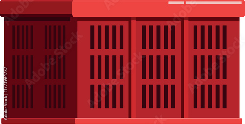 Empty rectangular red plastic basket providing practical storage, ideal for organizing various items