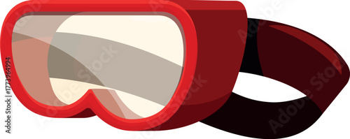 Red safety glasses with a dark band are ensuring eye protection in industrial environments