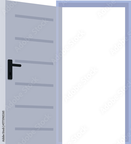 Slightly opened modern door welcoming new possibilities, symbolizing hope and a bright future