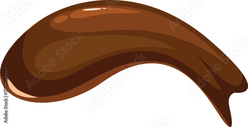 Glossy stream of milk chocolate flows smoothly, forming an elegant arc against a white background