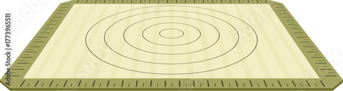 Beige silicone baking mat features concentric circles and ruler markings, simplifying pastry preparation and ensuring consistent results