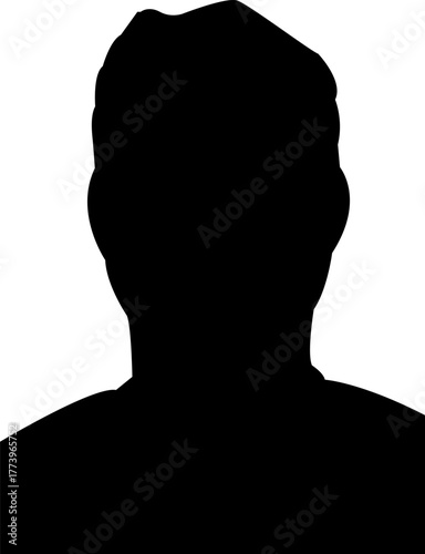 A man's head and shoulders captured in a stark black silhouette