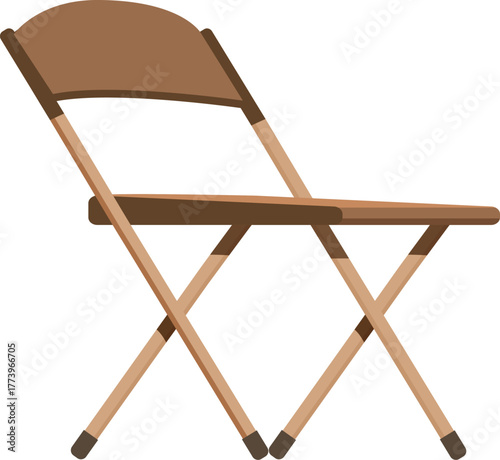 Simple folding chair isolated on white background, lightweight portable chair for camping, fishing and outdoor activities