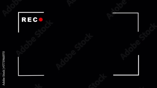 Video camera recorder screen overlay animation on a transparent background animation , Recording camera screen interface with transparent background , Camera recording screen overlay with alpha channe
