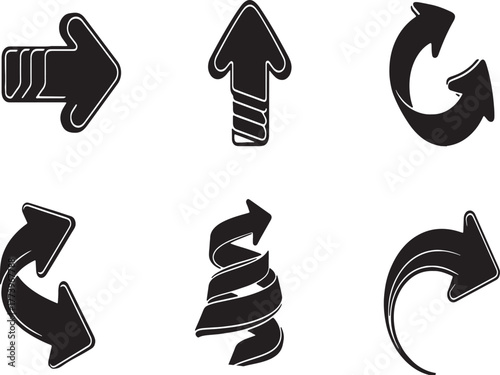 Hand drawn black arrows in various styles and directions