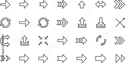 Collection of hand drawn arrow icons in various styles and directions