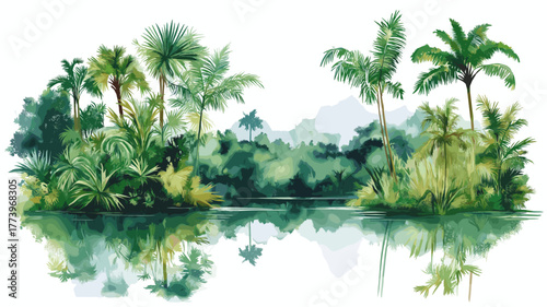 Amazon rainforest. Amazon rainforest hand drawn watercolor illustration